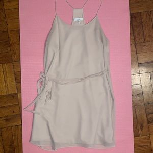 Nude Racerback Slip Dress with Belt